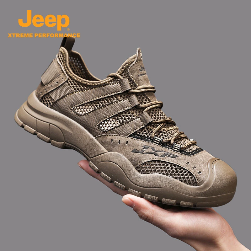 jeep男鞋夏季新款低帮网面男鞋防滑耐磨软底鞋透气轻便时尚休闲鞋