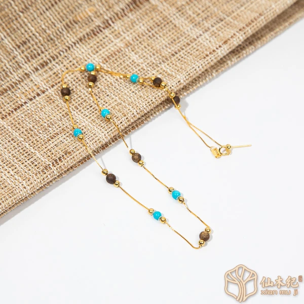 沉香【满天星2.0】海南莺歌绿奇楠·绿松石沉香项链（多样性发一）