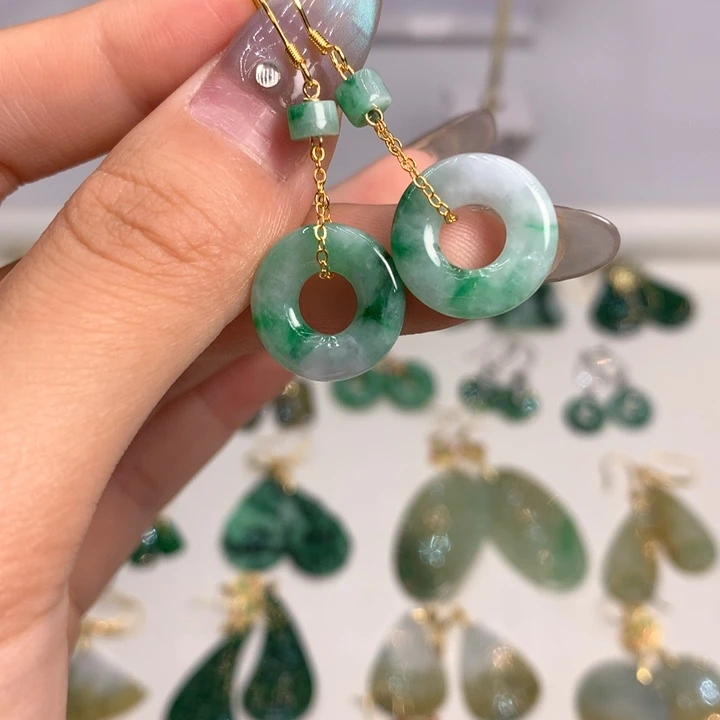 翡翠银S925镶嵌耳饰耳饰