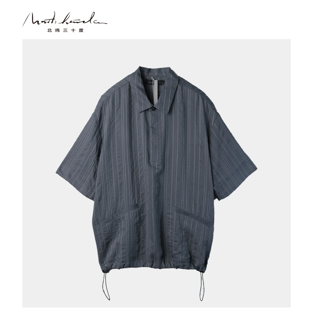 北纬三十度男装衬衫夏季短袖衬衫polo高档天丝薄款透气衬衫男