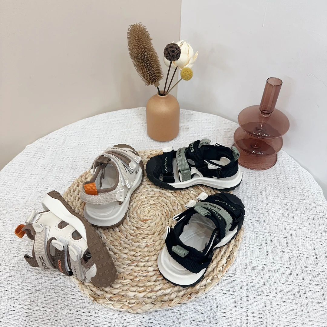 儿童2025夏季新款软底防滑凉鞋网面魔术贴男女童沙滩鞋9004