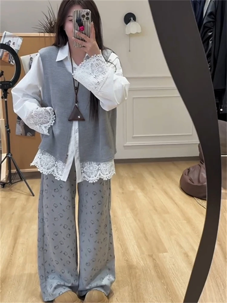 夏季穿搭一整套女装2025年新款韩系纯欲斜肩上衣格子阔腿裤两件套