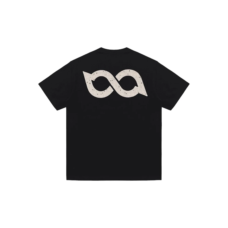 BIPOLAR重磅贴布刺绣短袖T恤圆领宽松复古国潮情侣男女款短袖T恤