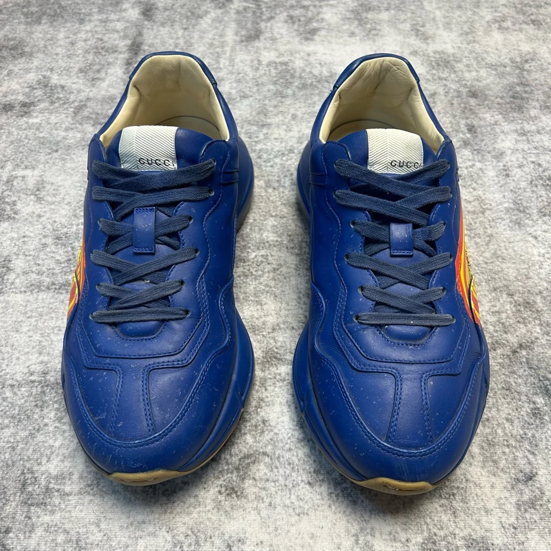 99新 GUCCI/古驰 RHYTON蓝色老爹鞋 41.5码