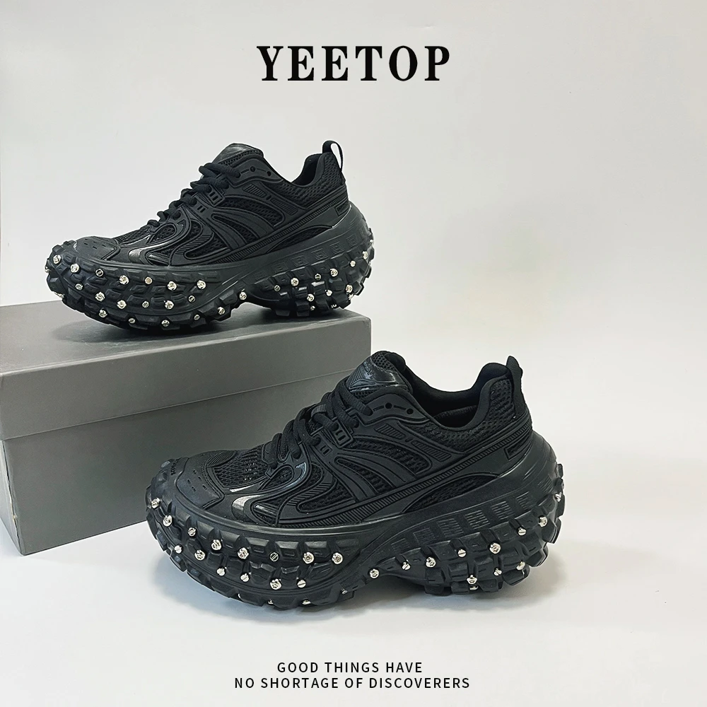 打钉巴黎老爹鞋男女同款轮胎鞋增高厚底坦克鞋女鞋休闲运动鞋情侣