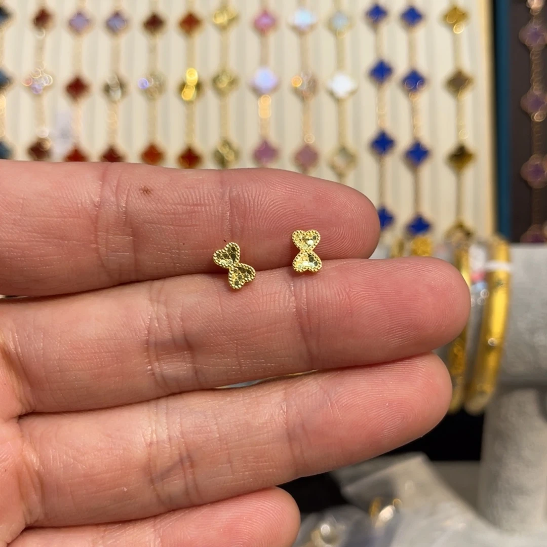 足银领结直针耳钉