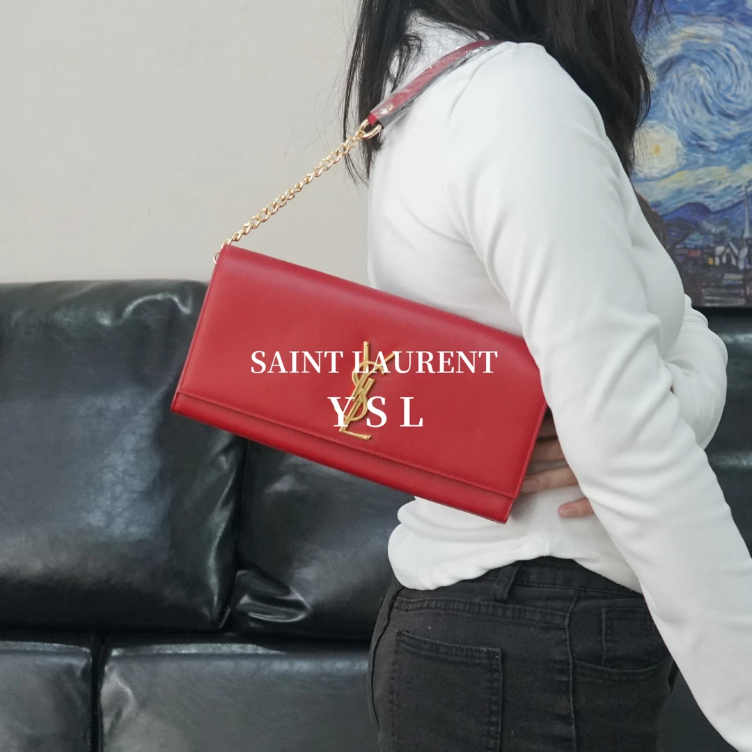95新 YSL/圣罗兰 红色单肩链条包/WJ03117813/7813