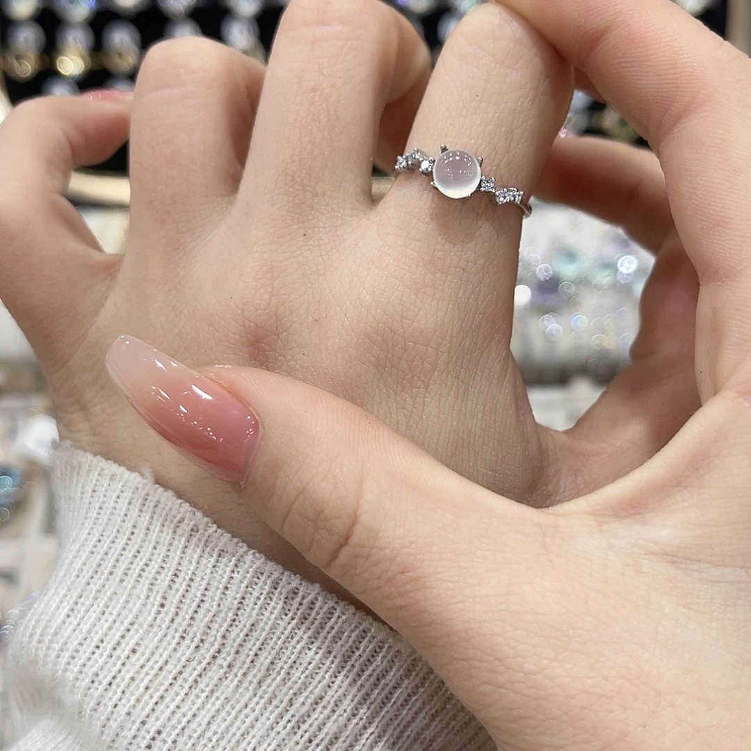 蛇纹石玉银S925镶嵌戒指