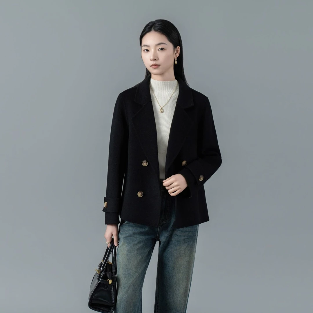 【2423大衣】薇乐女装修身型女装老钱风羊毛外套