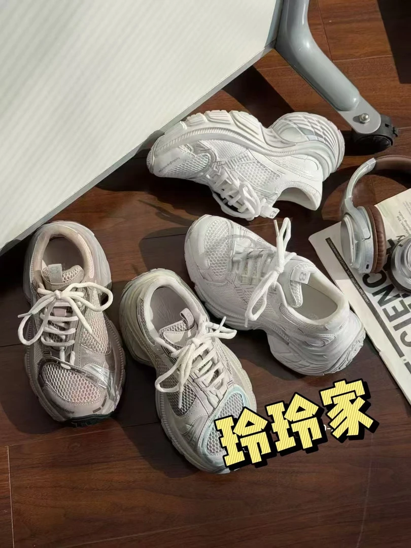 玲玲家春款老爹鞋白色米色