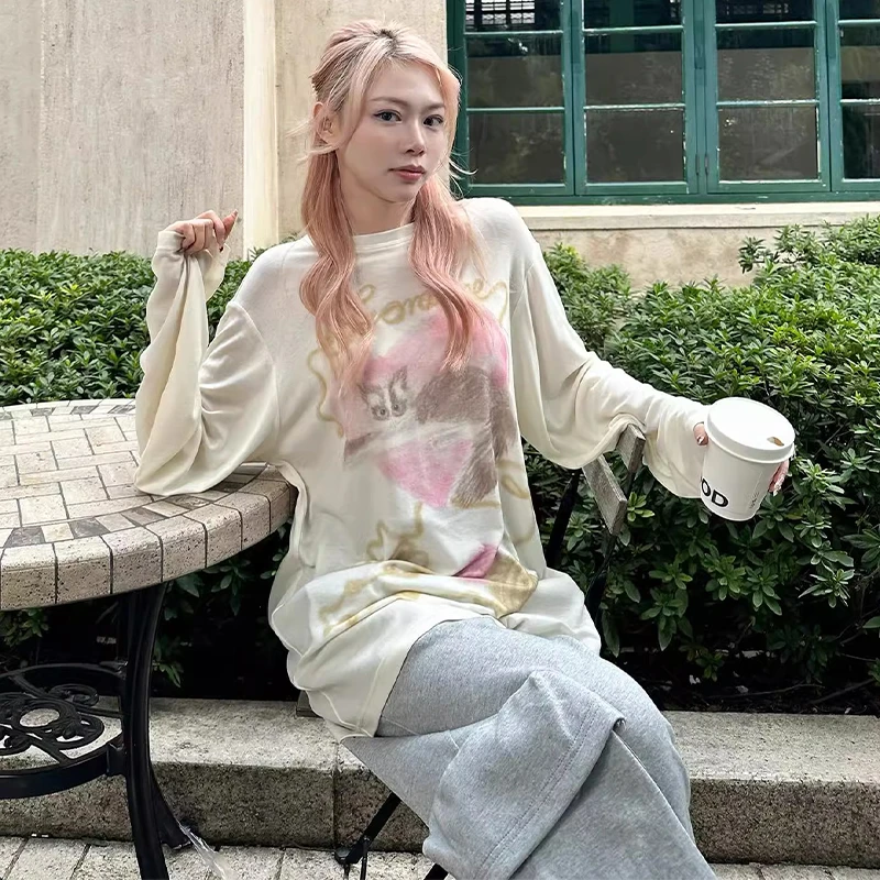 FORDARE猫咪线团绵羊毛针织罩衫