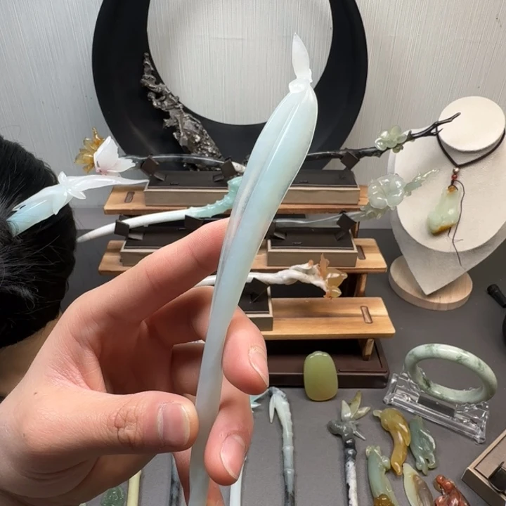 蛇纹石玉未镶嵌发簪