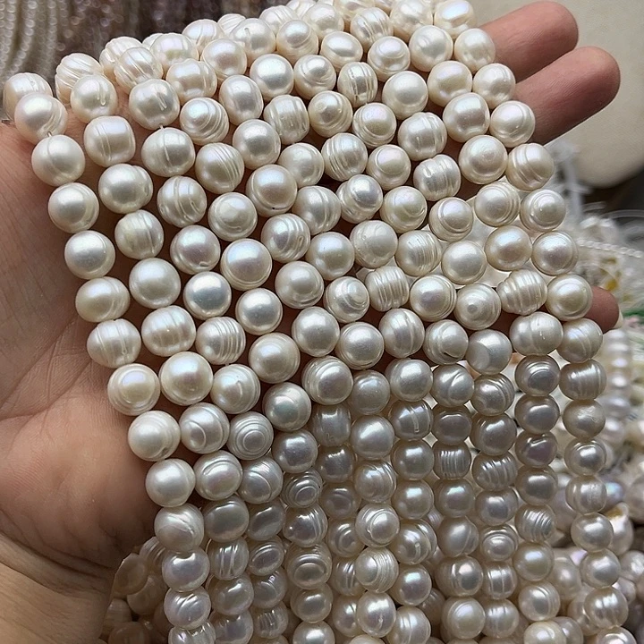 玛瑙/玉髓未镶嵌珠宝半成品一条10mm左右螺纹珍珠