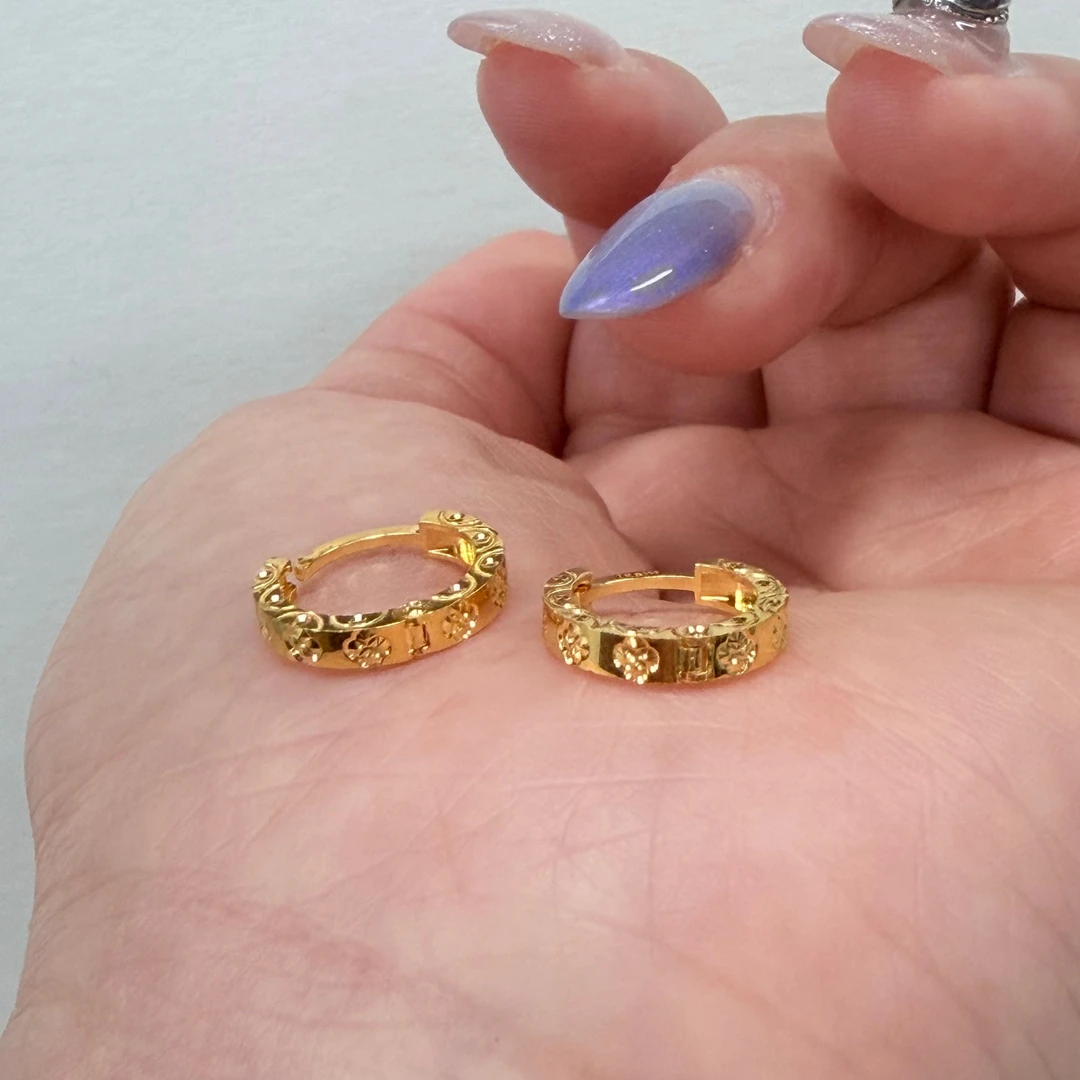 【金耳钉】十字花耳扣足金999百搭送女友5G零附加精致灵动百搭