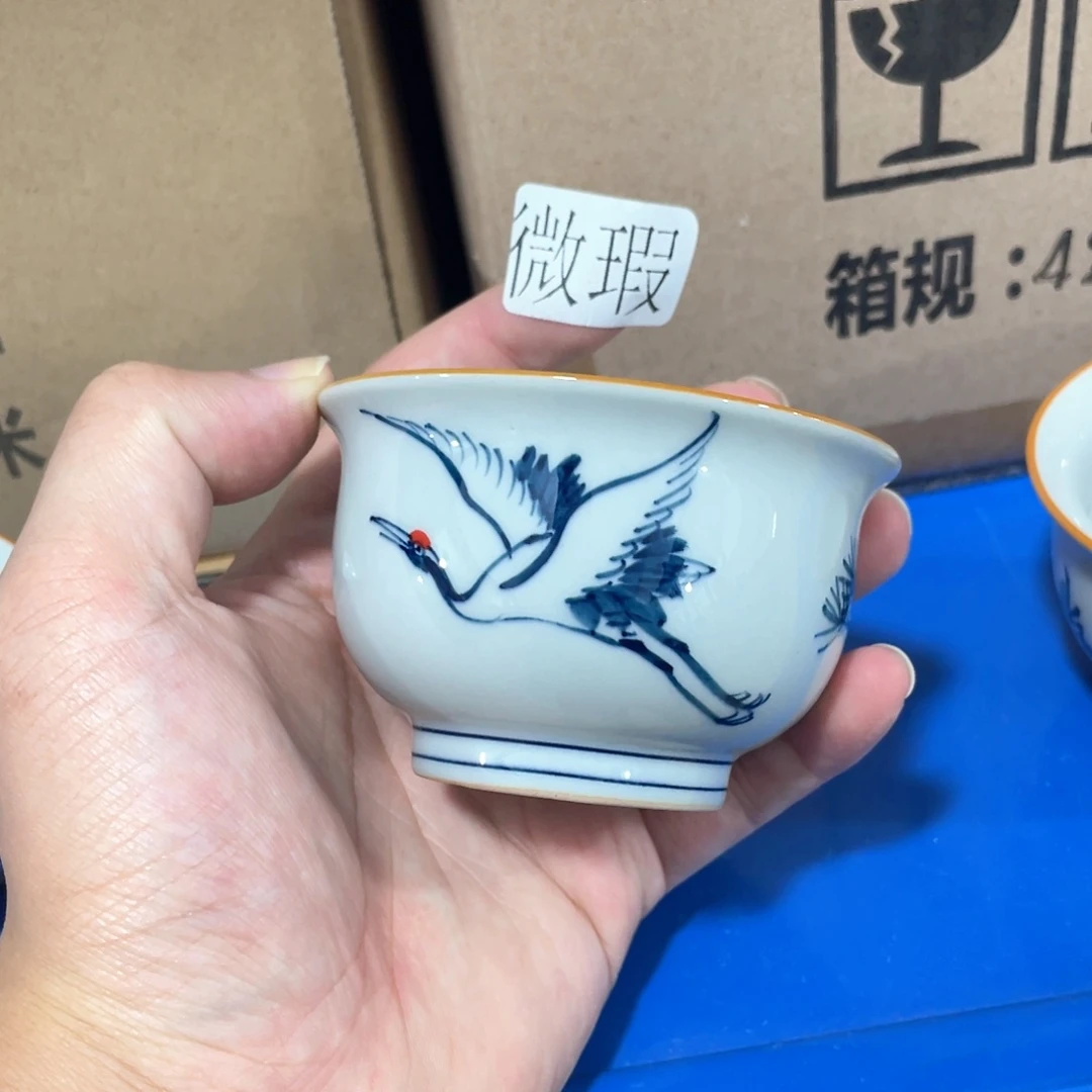 釉下手绘茶具微瑕