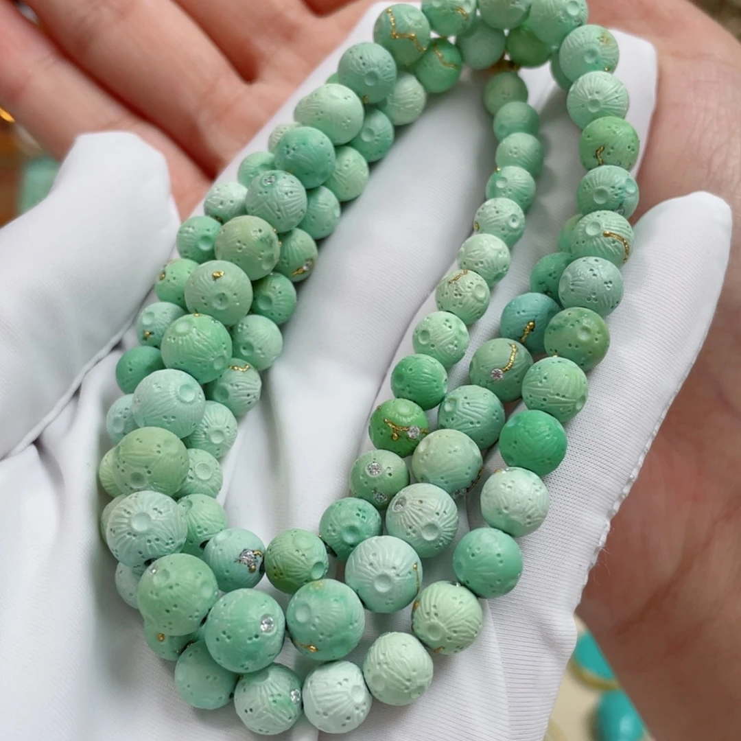 绿松石18K金镶嵌珠宝奇石