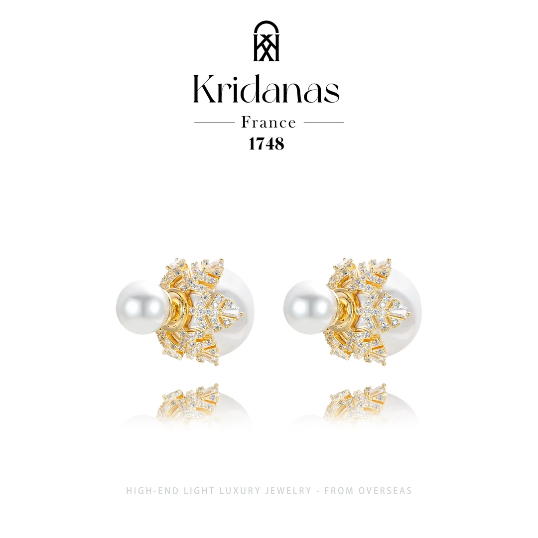 【雪意诗】Kridanas轻奢设计感金雪两戴款珠珠耳钉 F4232