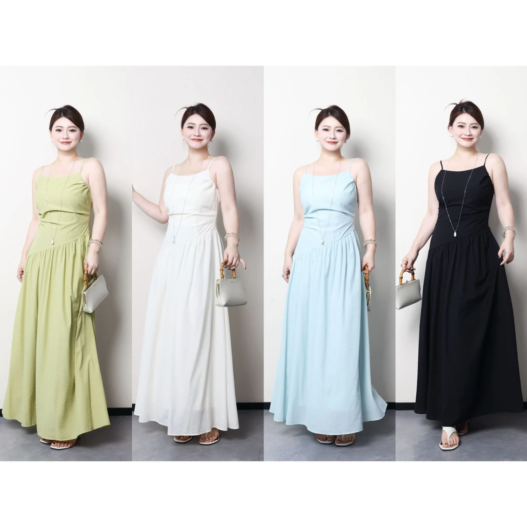 PRASE·杨杨【千山翠】微胖轻奢设计夏女时尚吊带收腰连衣裙PR504B31