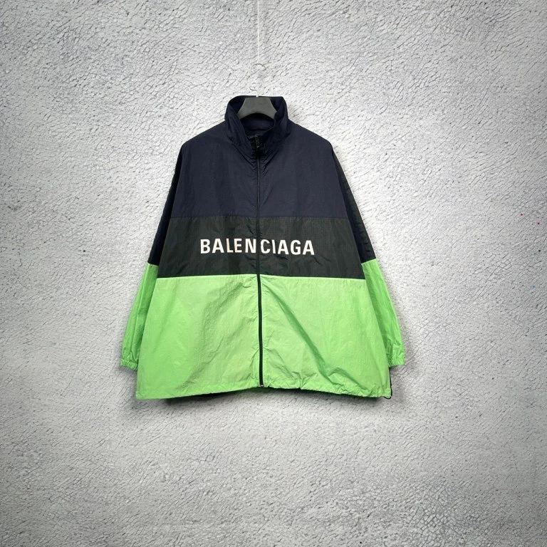 99新 Balenciaga/巴黎世家 字母拼色拉链长袖夹克外套 38码