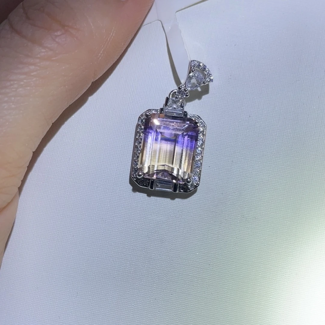 银S925镶嵌珠宝半成品水晶紫黄水晶