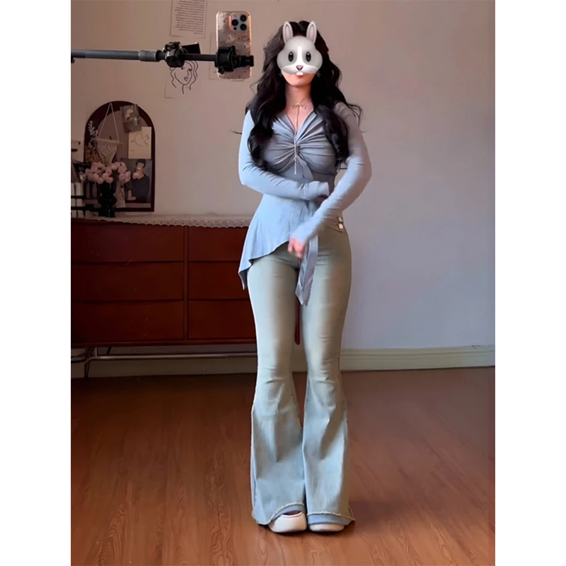 大码女装纯欲风显瘦设计感小众2025年早秋新款百搭长袖上衣打底衫