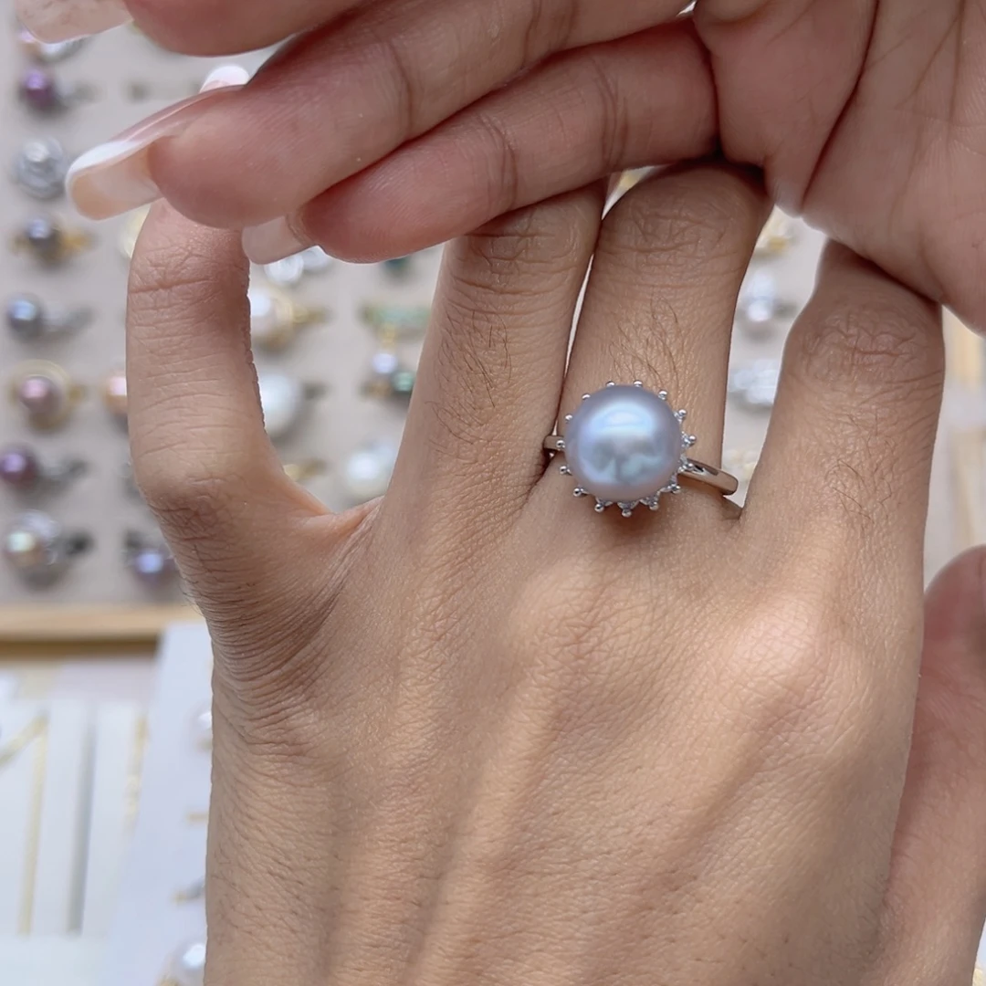 平***乐淡水珍珠戒指合金