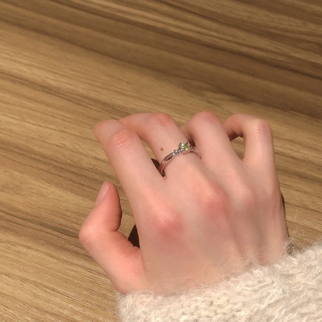 SG1744-［绿晶戒指］绿水晶戒指合金可调节均有瑕多样发