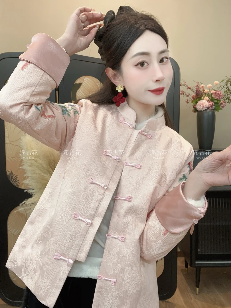 【牡丹亭棉衣】2025早春刺绣棉衣 新中式国风棉服外套百搭显瘦上衣