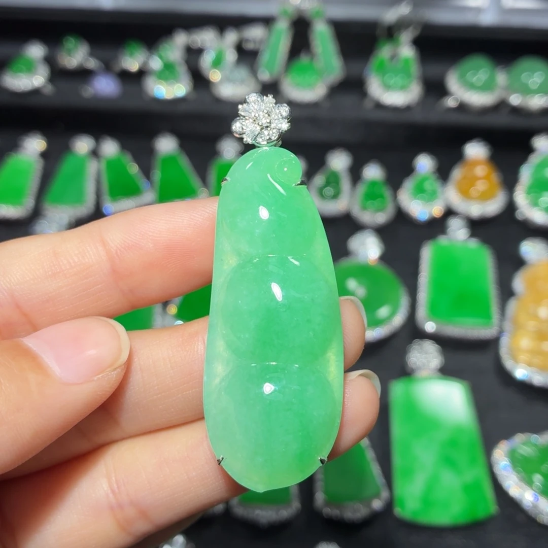 翡翠18K金镶嵌吊坠(不含链)173号
