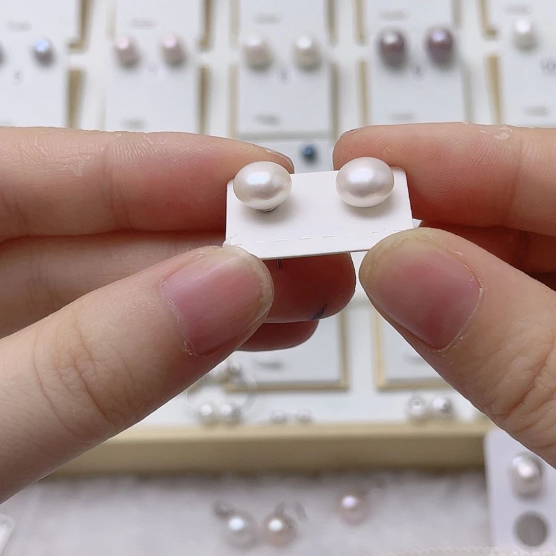 玛****银S925镶嵌淡水珍珠耳饰