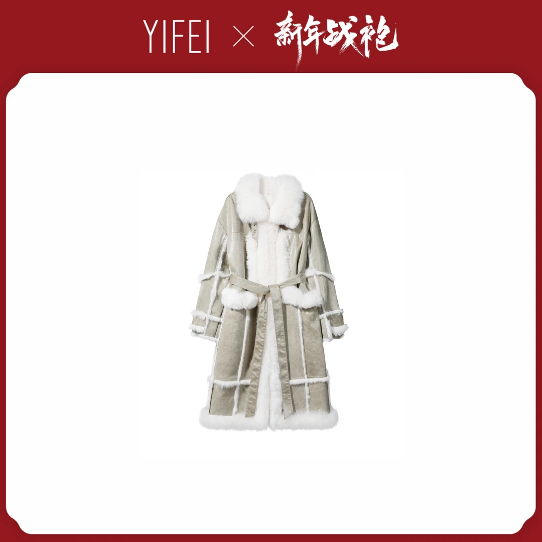 【艺菲专属】新款时尚百搭长款外套雪兔皮毛一体7855