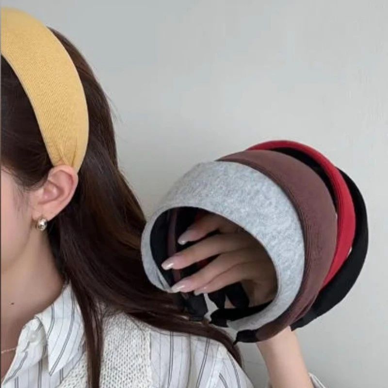 巨包头型简约纯色宽边发箍增高颅顶洗脸头箍女高级感防滑发饰头饰