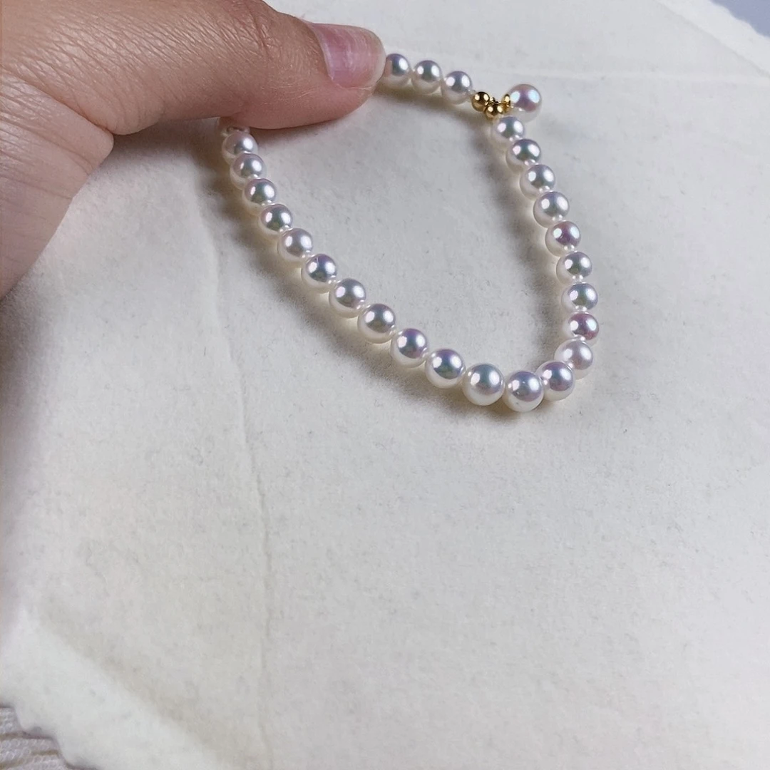 淡水珍珠手绳18K金镶嵌