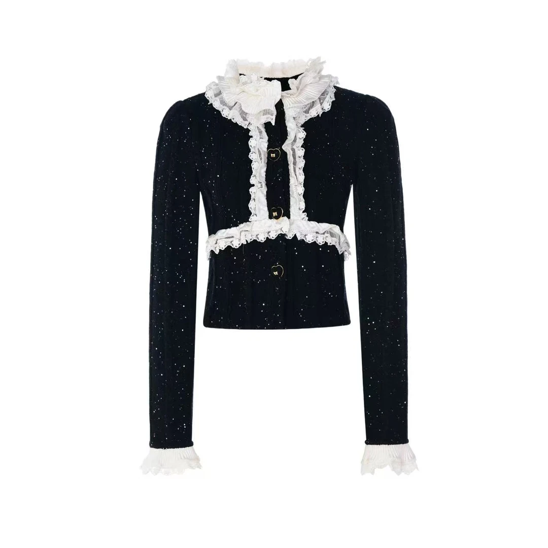 拉飞姆2025秋 撞色拼接针织上衣LF25Q51ZM178