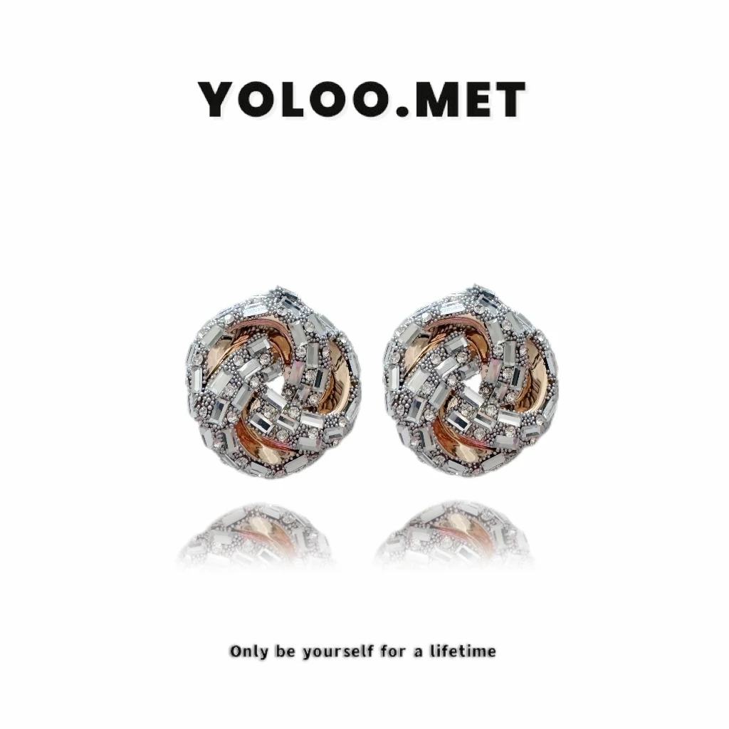 铜合金锆石耳饰 【Yoloo.Met】618新品法式小众高级轻奢编织耳环