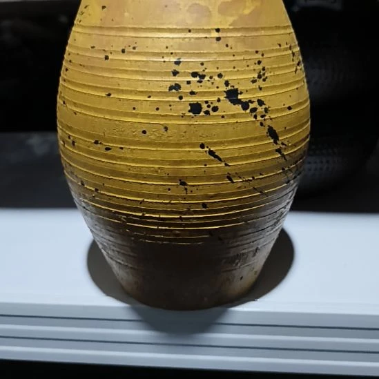 黄色泼墨小鼓口径9高度19默认无孔（需要打孔自行备注）