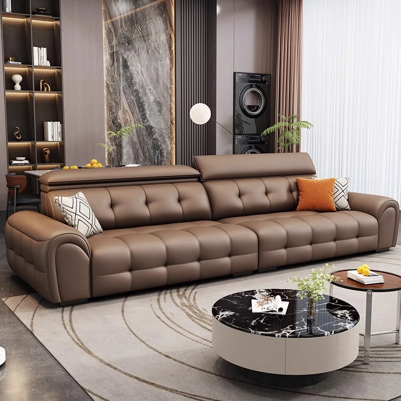 意式极简风钢琴键真皮沙发简约皮沙发免洗小户型直排现代简约沙发