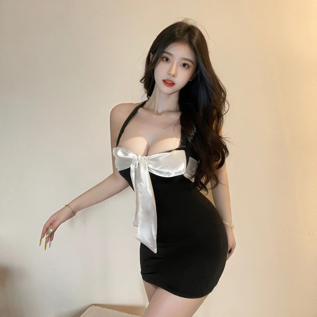 内衣性感包臀裙挂脖火辣秘书OL睡衣