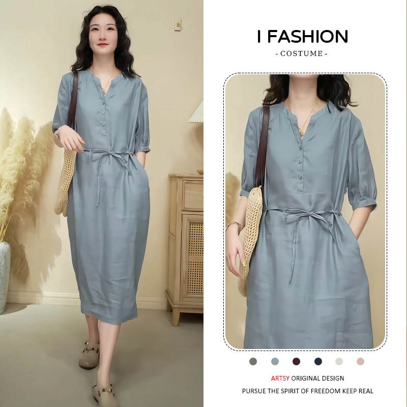 欧货洋气宽松短袖连衣裙女2025夏季新款爆款洋气高级感百搭后妈裙