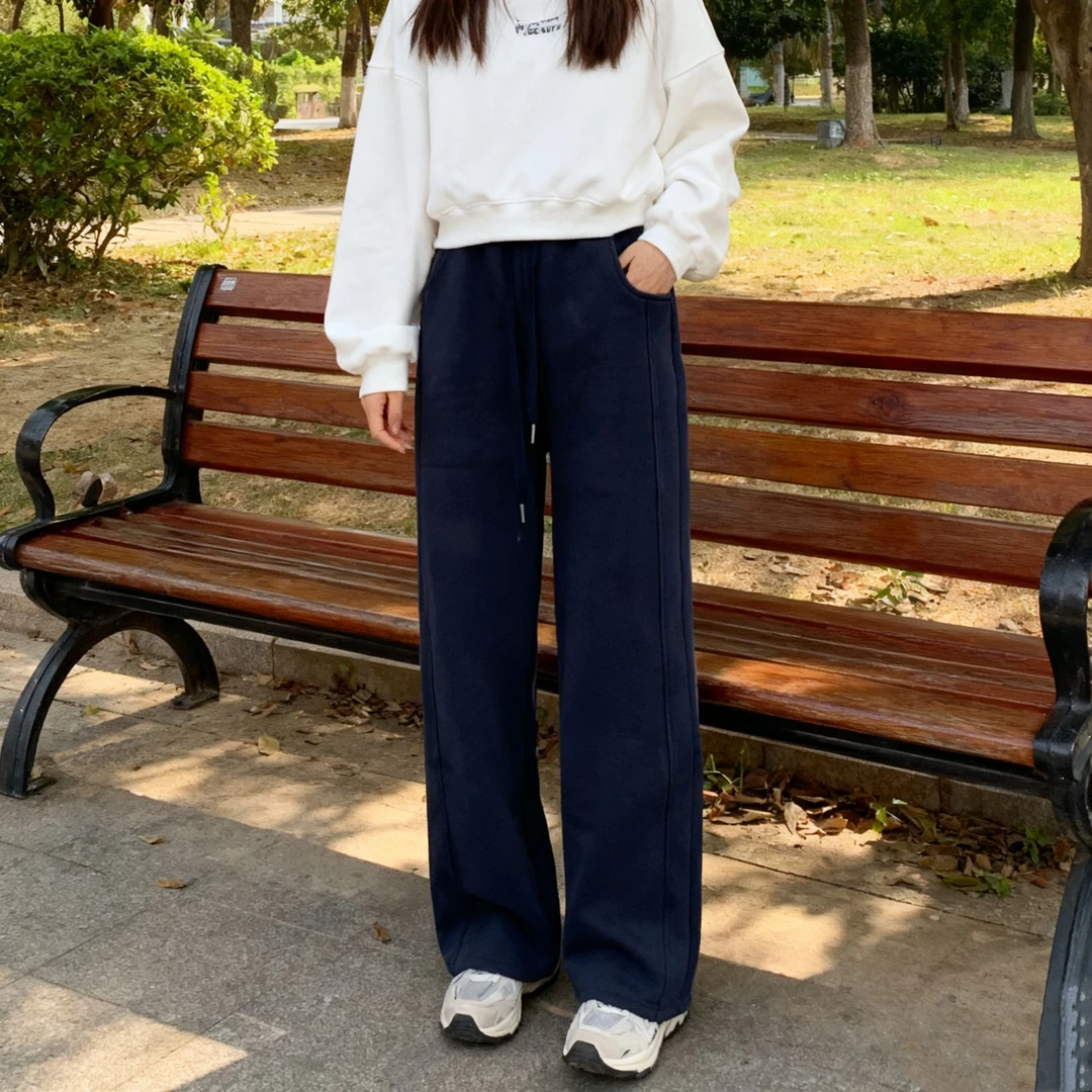 850g高克重~高腰保暖直筒女直筒裤冬季女士卫裤阔腿裤138#