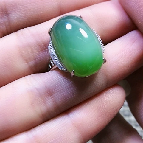 和田玉银S925镶嵌戒指