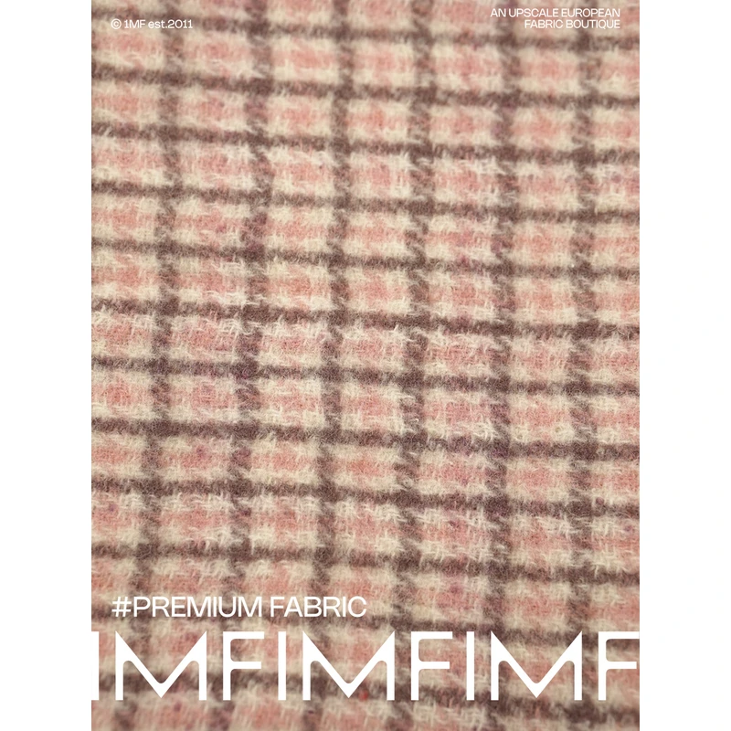 粉色圈圈纯羊毛个字服装布料幅宽152CM大衣服装面料外套面料