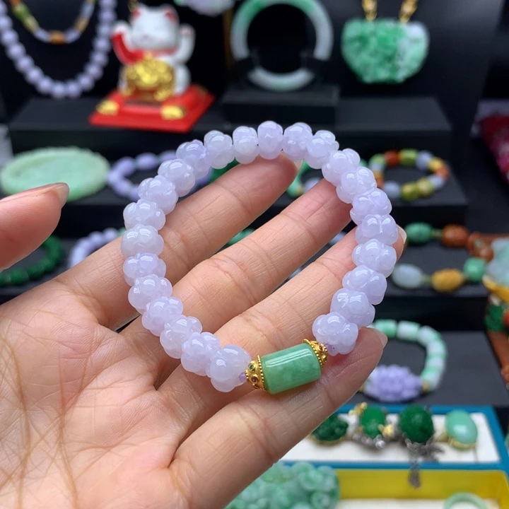 手链翡翠未镶嵌翡翠莲花手串