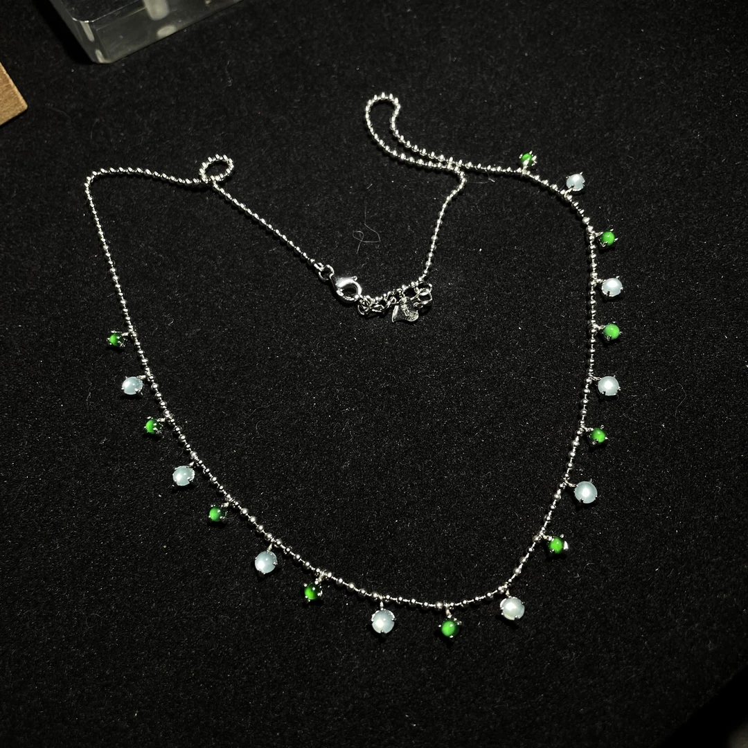 天然翡翠满天星项链通体s925 KT25021607