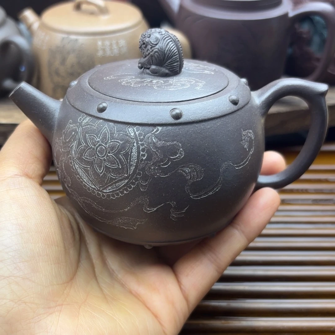 茶壶紫砂石鼓天青泥150c c