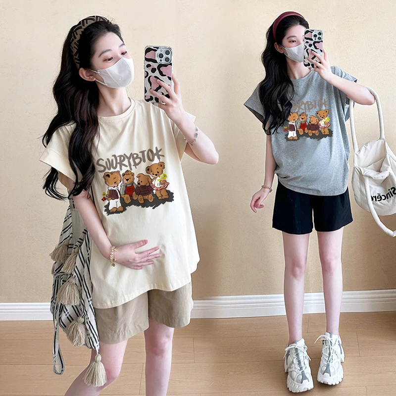 孕妇T恤夏季薄款韩版宽松大码洋气时尚显瘦中长款上衣夏天短袖t恤