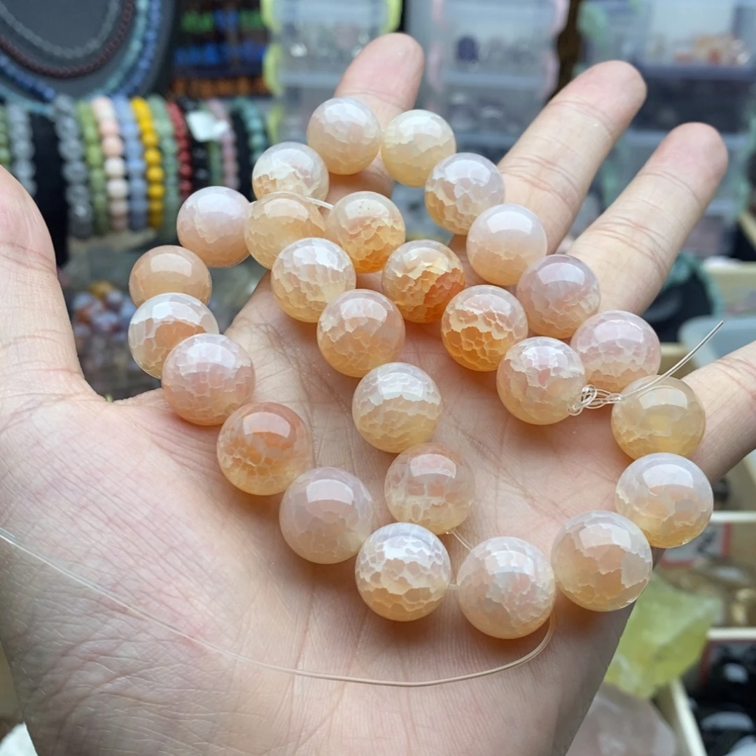 玛瑙/玉髓未镶嵌珠宝半成品一条天然14mm橙龙鳞玛瑙A978