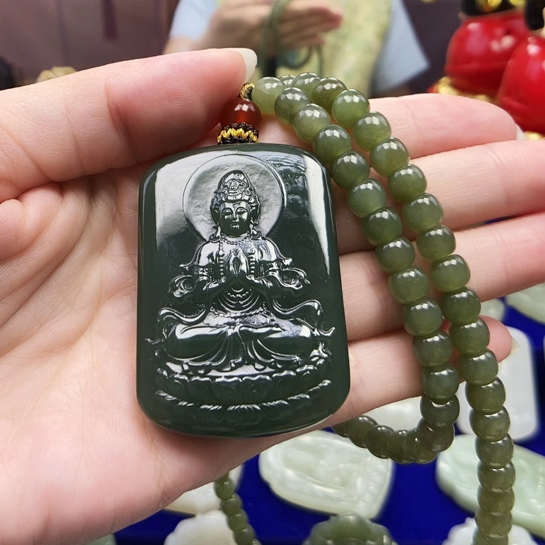 和田玉未镶嵌颈饰002观音