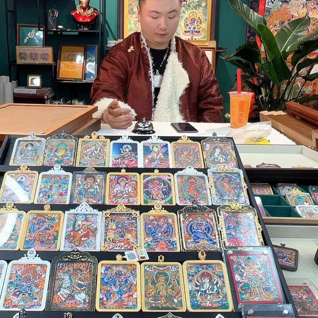 晴***里吊坠纯手绘锅锅唐卡