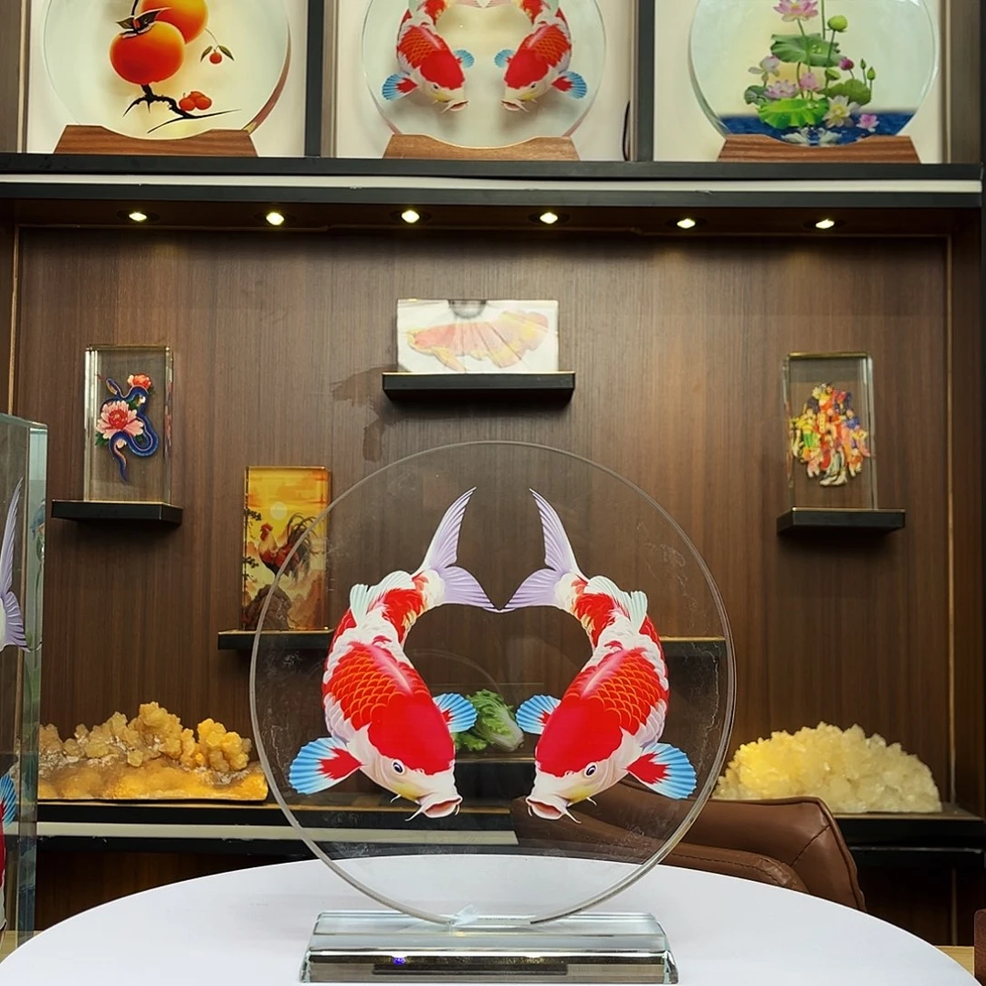 人造水晶圆形双鱼